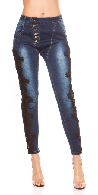 skinny jeans met kant jeansblauw